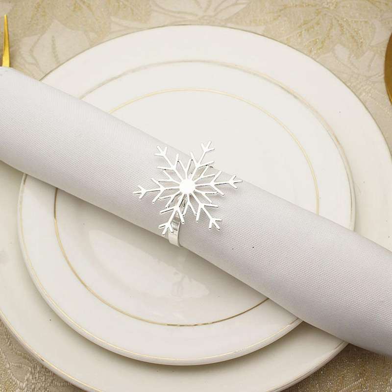 6 Pieces Snowflake Napkin Rings Christmas Snowflake Napkin Holder Rings for Christmas Holiday Table