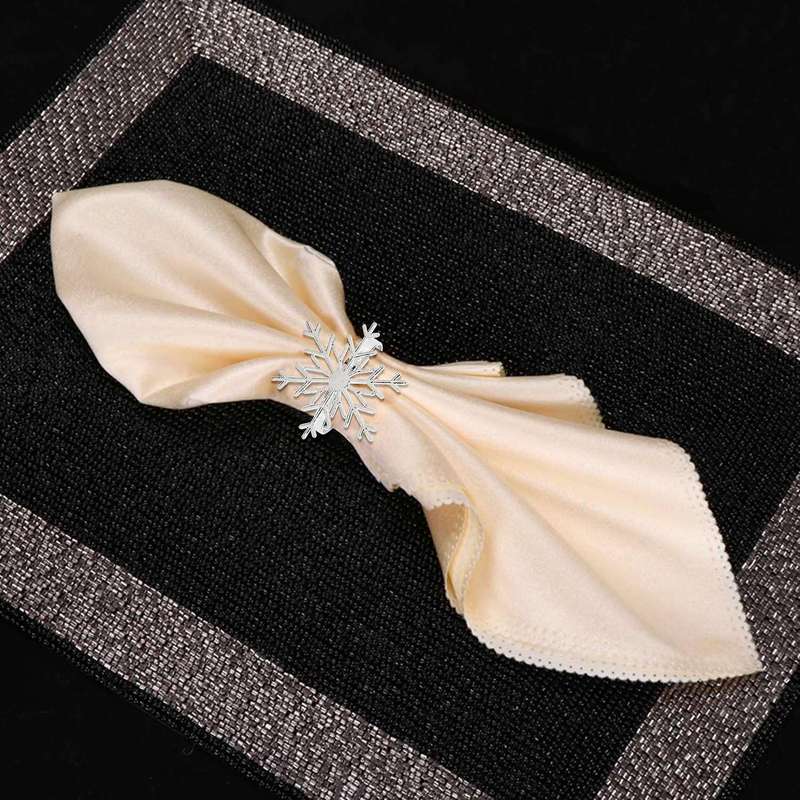6 Pieces Snowflake Napkin Rings Christmas Snowflake Napkin Holder Rings for Christmas Holiday Table
