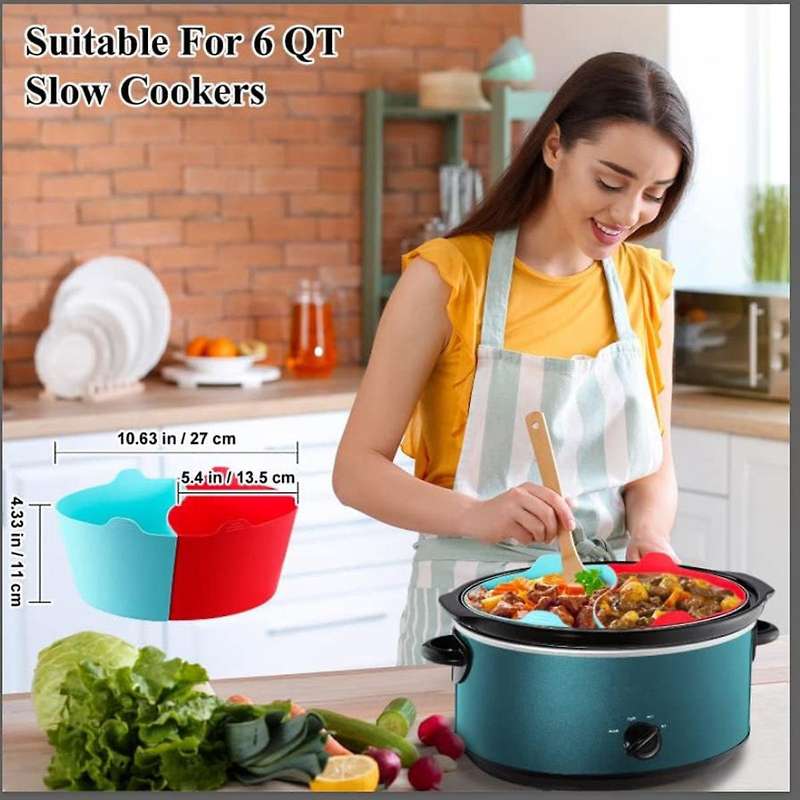 6 Quart Oval Slow Cooker Liners Compatible for 6 Qt,for , Reusable Silicone Divider Insert