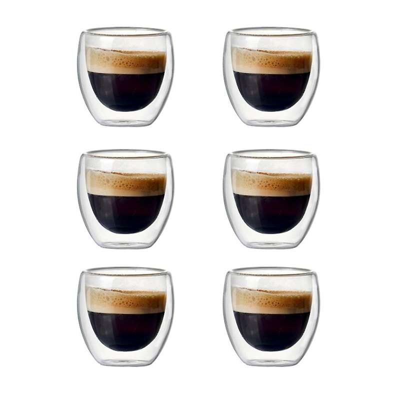 6 Sets Of 80ml Double-layer Hollow Glass Coffee Cup Sets for Drinking Tea, Coffee, Drinking Cups