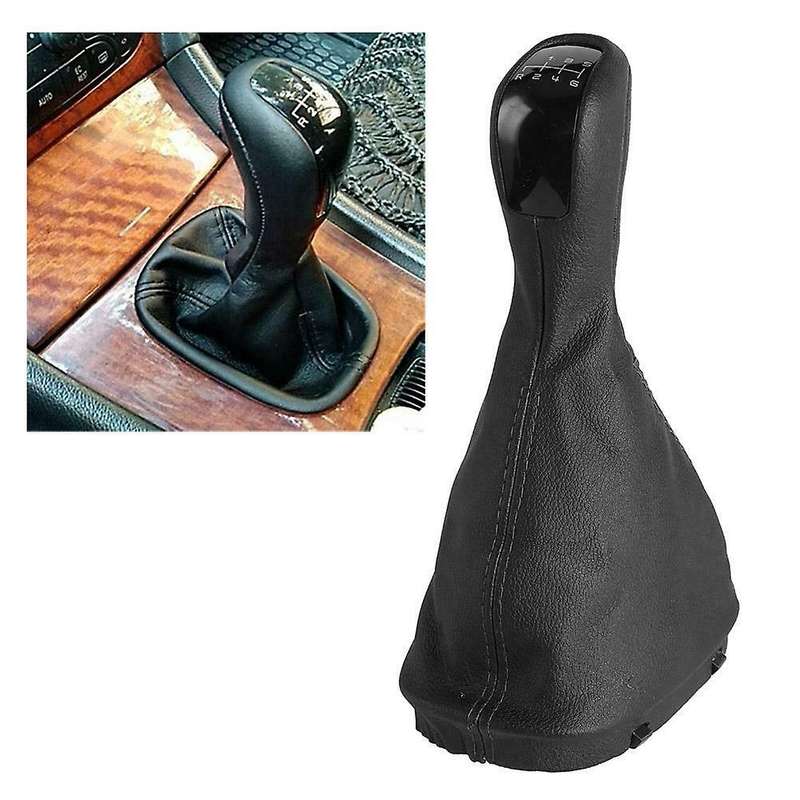 6 Speed Gear Shift Knob Leather Cover Case for - C Class D5F4 W203