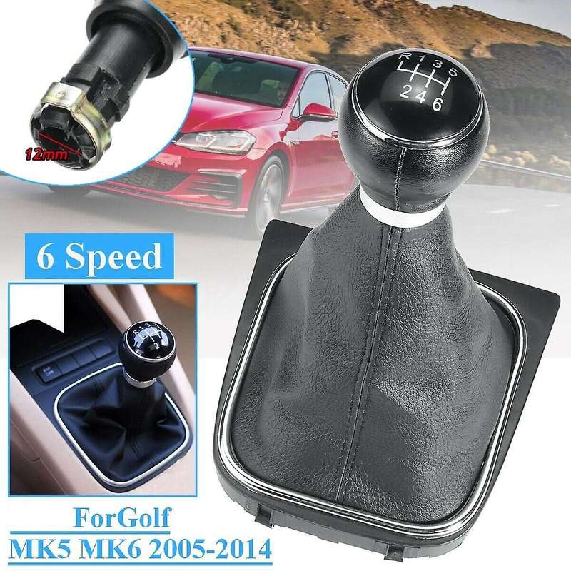 6 Speed Manual Gear Shift Knob W/ Boot Cover for -Golf MK5 MK6 2005-2014 Rabbit