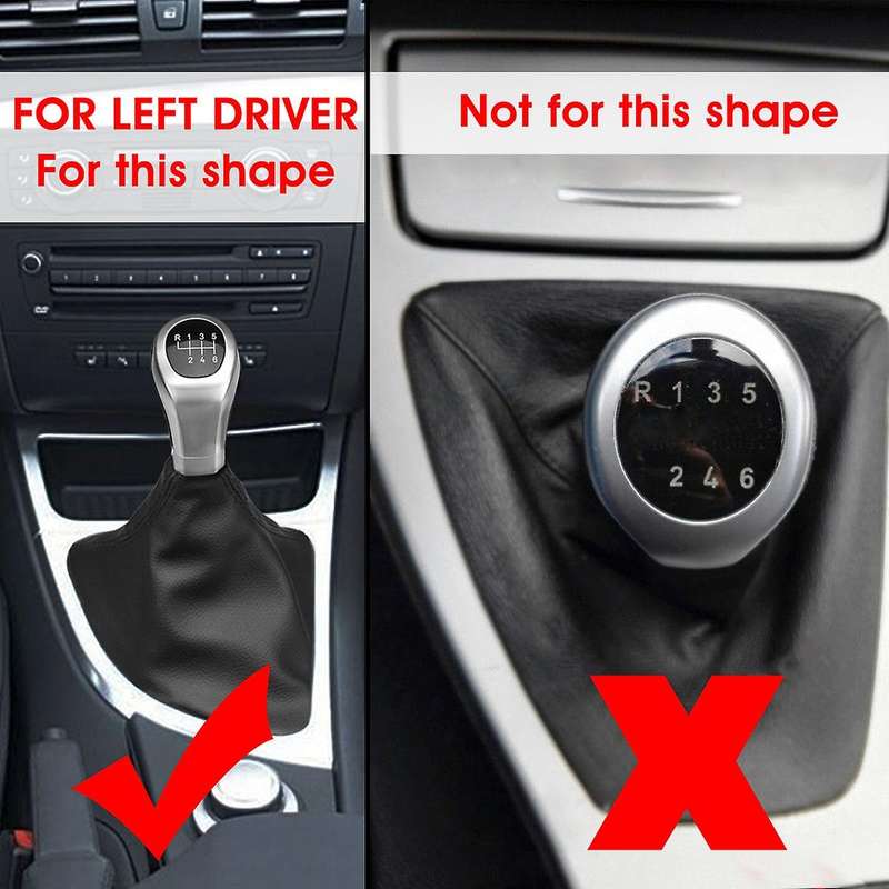 6 Speed Manual Shift Knob Shifter Lever Boot Cover for  1 Series E81 E87 E87Lci E88 E82