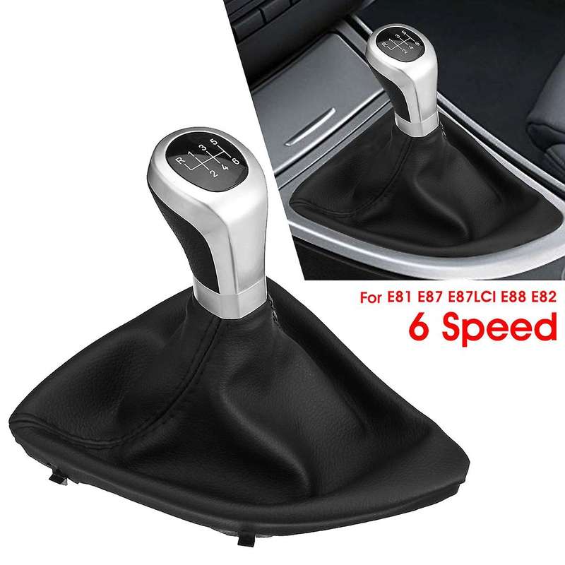 6 Speed Manual Shift Knob Shifter Lever Boot Cover for  1 Series E81 E87 E87Lci E88 E82