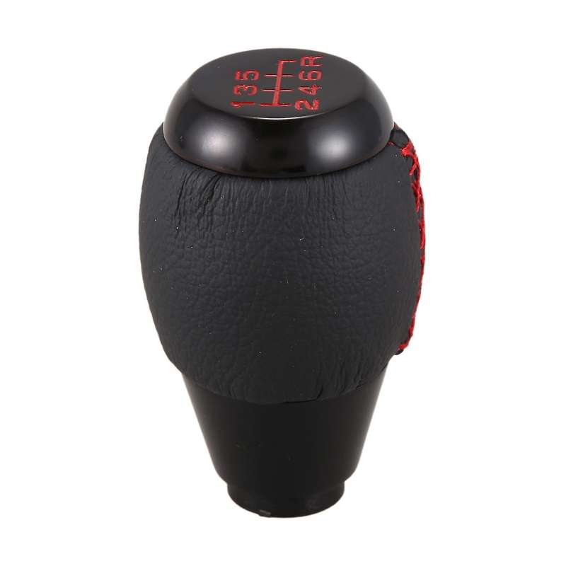 6 Speed Manual Red Stitching Black Leather Gear Shift Knob for EP3 SI
