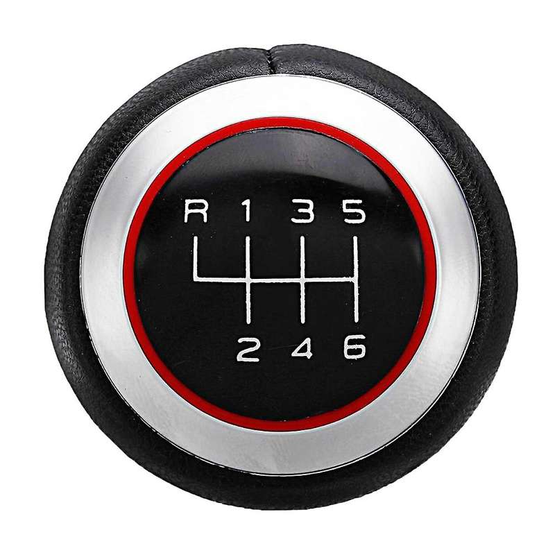 6 Speed PU Leather Car Gear Knob Shift for  A3 A4 B6 B7 A6 S4 B8 A5 8T Q5 8R Seat - Silver & Red