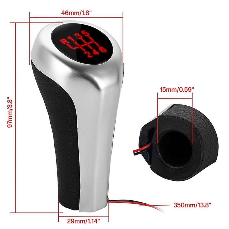 6 Speed Shift Knob W/led Red Backlight Leather Shifter Lever Handle Stick for E46 E90 E91 E92 X1 X3