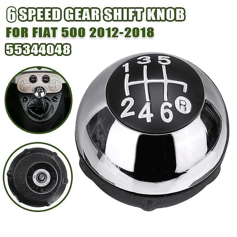 6 Speed Stick Shift Lever Knob Manual Transmission 55344048 for 500 2012-2018 Silver