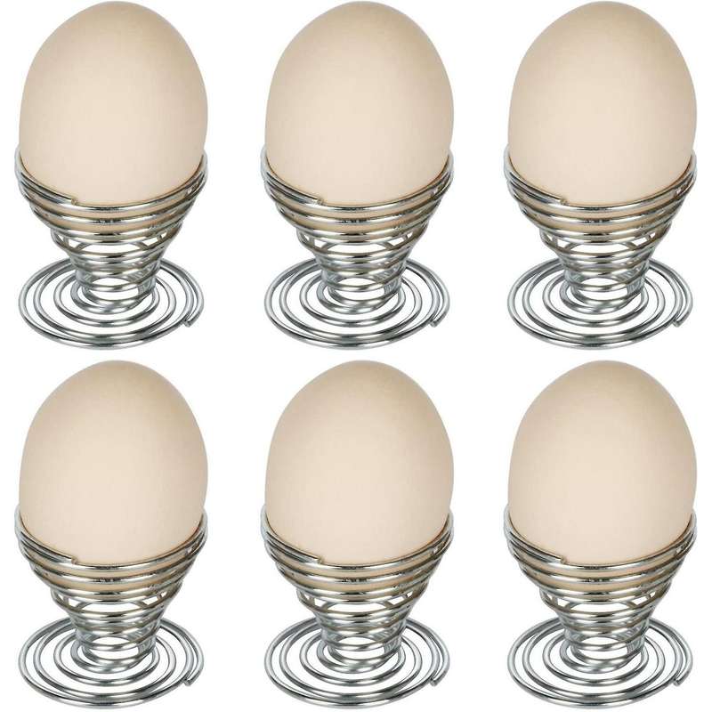 6 X Egg Cups Made Of Stainless Steel Wire Spiral Spring Egg Holder Makeup Sponge Clothes Rack Egg T