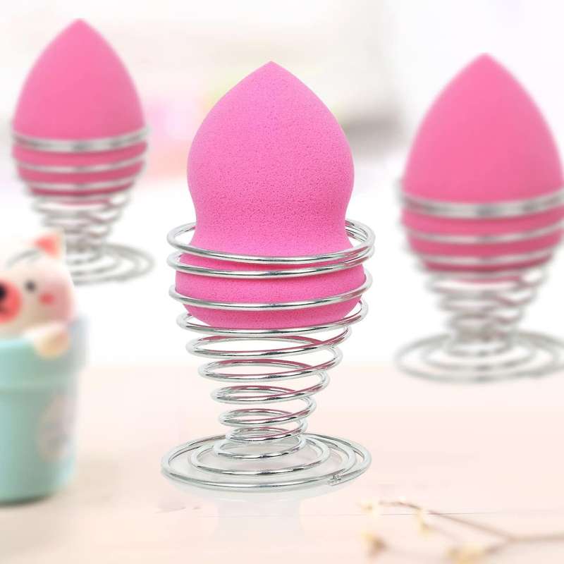 6 X Egg Cups Made Of Stainless Steel Wire Spiral Spring Egg Holder Makeup Sponge Clothes Rack Egg T