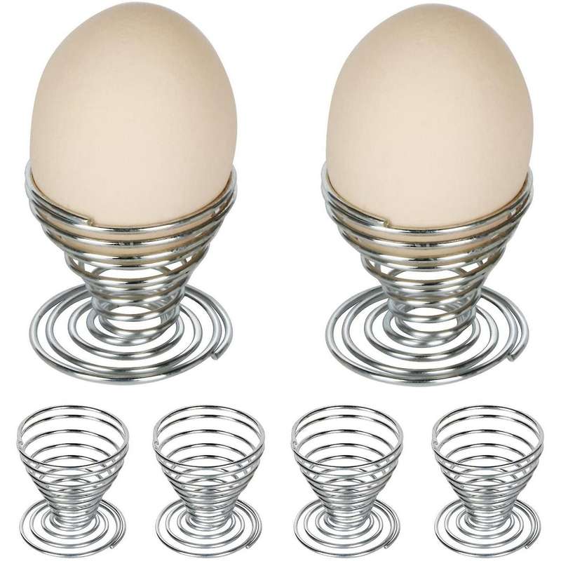 6 X Egg Cups Made Of Stainless Steel Wire Spiral Spring Egg Holder Makeup Sponge Clothes Rack Egg T