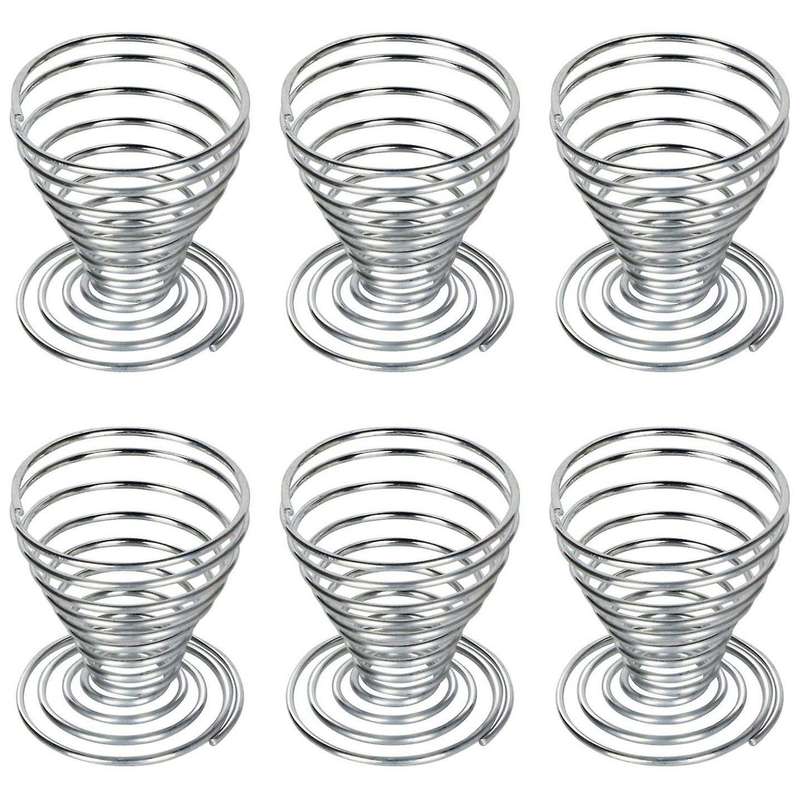 6 X Egg Cups Made Of Stainless Steel Wire Spiral Spring Egg Holder Makeup Sponge Clothes Rack Egg T
