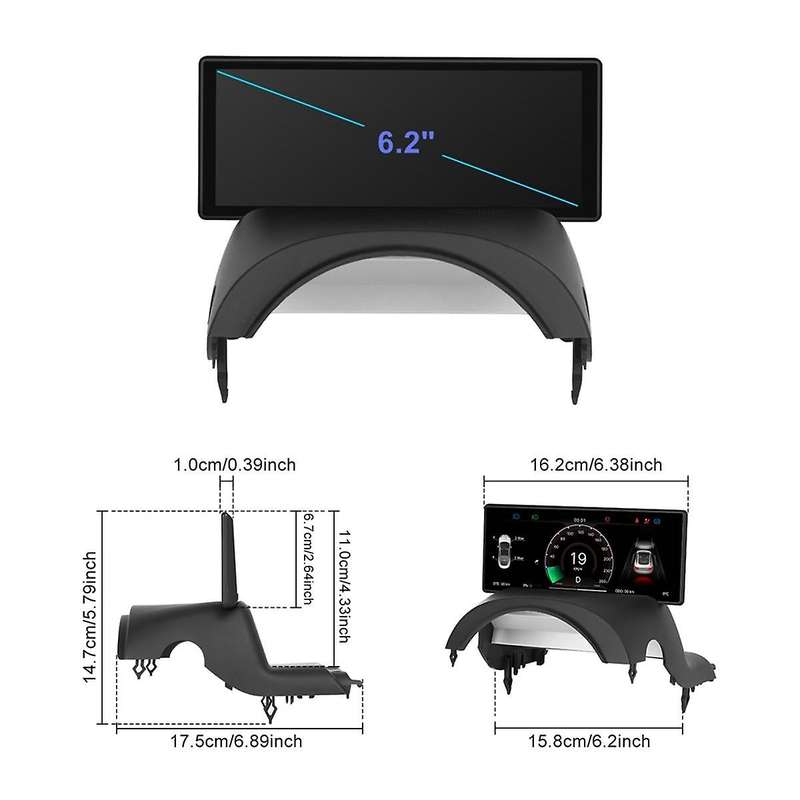 6.2 Inch HUD HD IPS Dashboard Display Screen for Model Y 2017-2023 Instrument Dashboard Head Up Disp