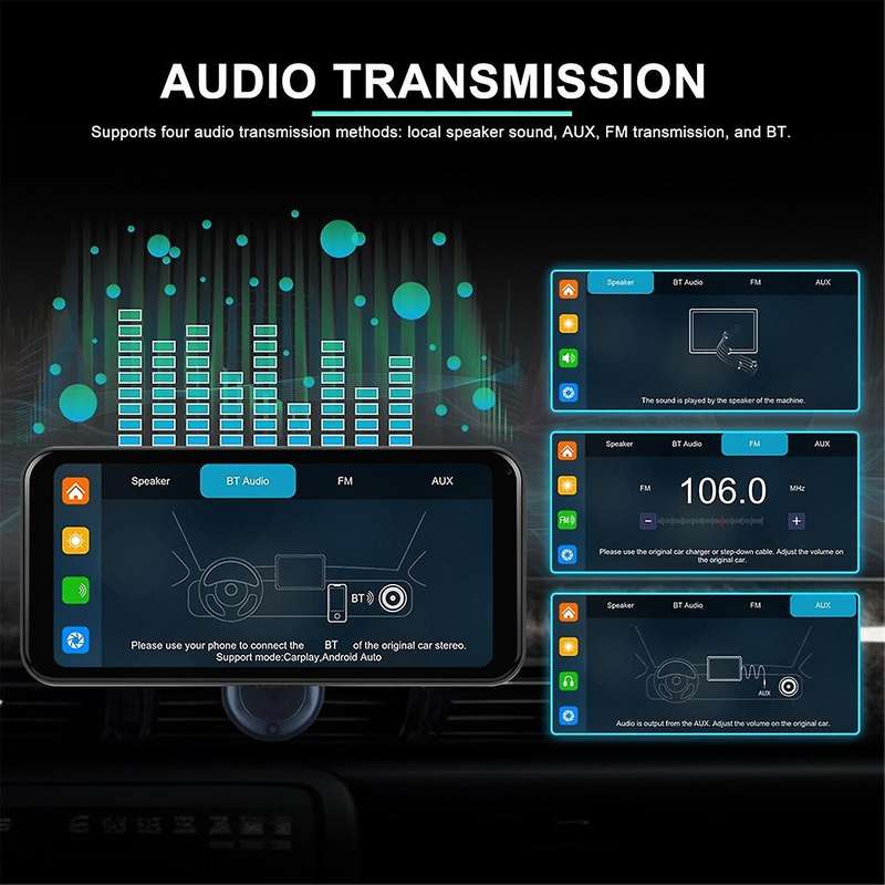 6.25In Screen MP5 Player Portable Bluetooth Car Radio Wireless Carplay Android Car Universal Multime