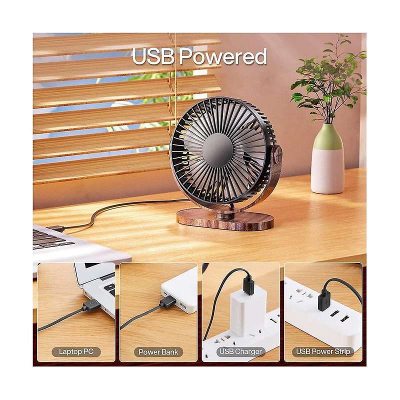 6.5 Inch Usb Desk Fan 3 Speeds Quiet Portable Desktop Table Fan 360 Adjustment Personal Mini Fan O