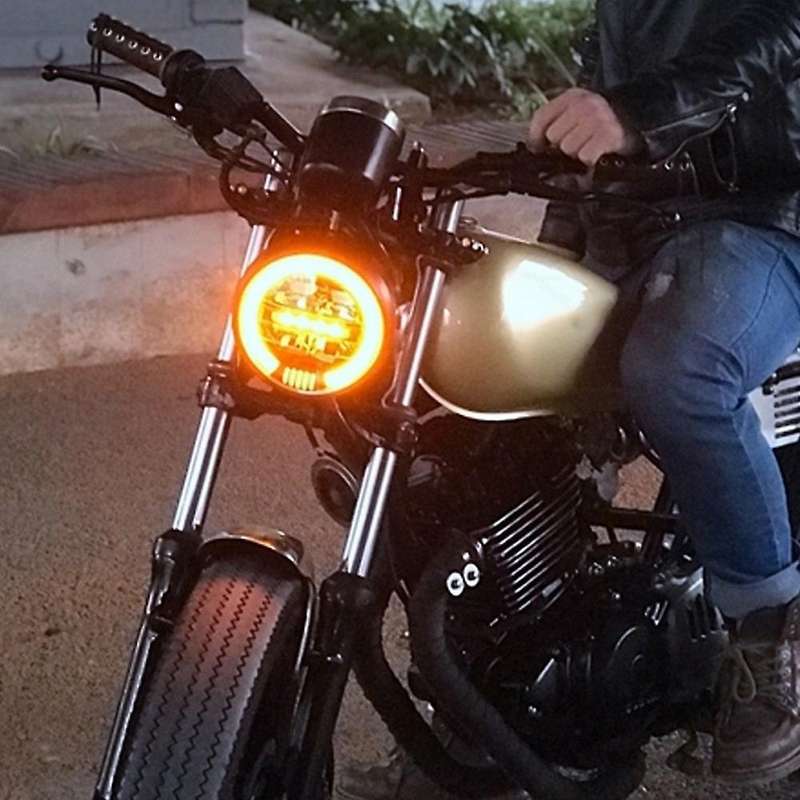 6.5 Inch Universal Motorcycle LED Head Light Lamp Yellow Light Head Light Lamp Distance Light Refit