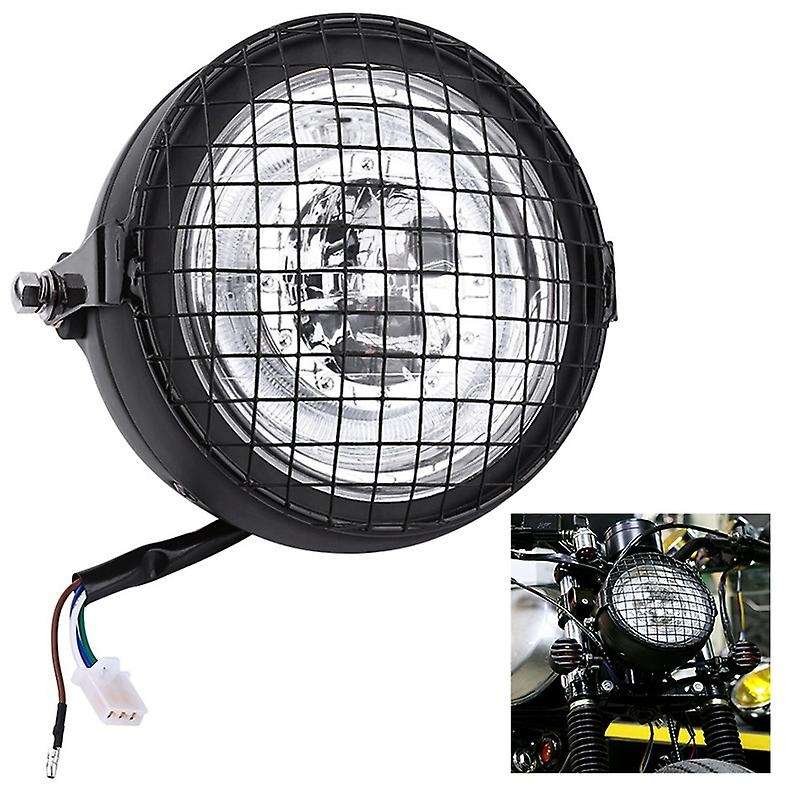 6.5 Inch Universal Motorcycle Front Headlight+ Lampshade Mesh Protector for CG125 GN125 Cafe