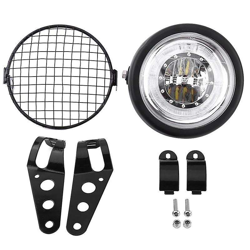 6.5 Inch Universal Motorcycle Front Headlight+ Lampshade Mesh Protector for CG125 GN125 Cafe