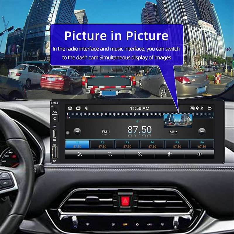 6.9 Inch Single Din Touchscreen Car Stereo, 2GB+32GB Wireless Carplay Android Auto, GPS Navigation W