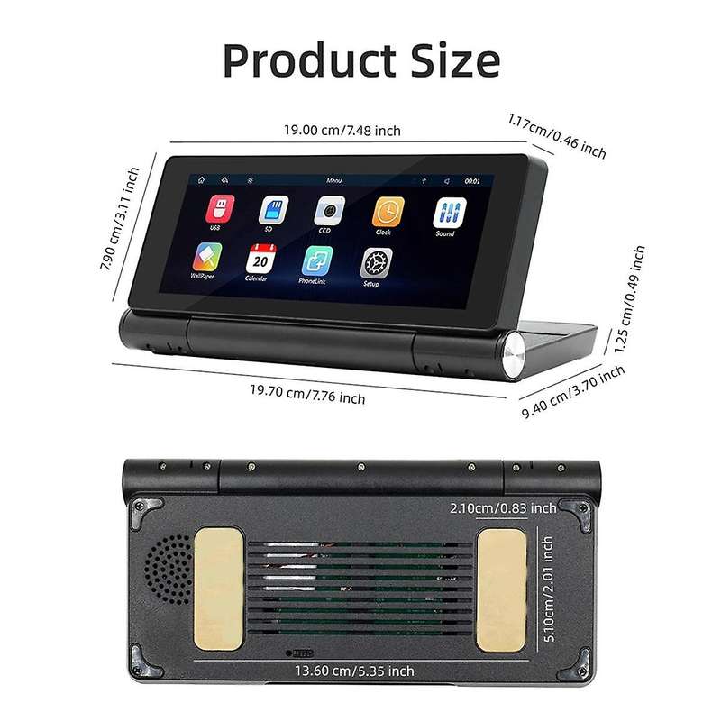 6.86Inch Car Portable Adjustable 180 Degrees Flip Screen Car Wireless CarPlay Android Auto Touch Nav