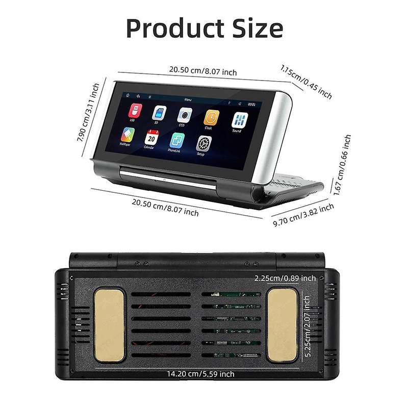 6.86Inch Car Portable Adjustable Flip Screen Car Wireless CarPlay Android Auto Touch Navigation Scre