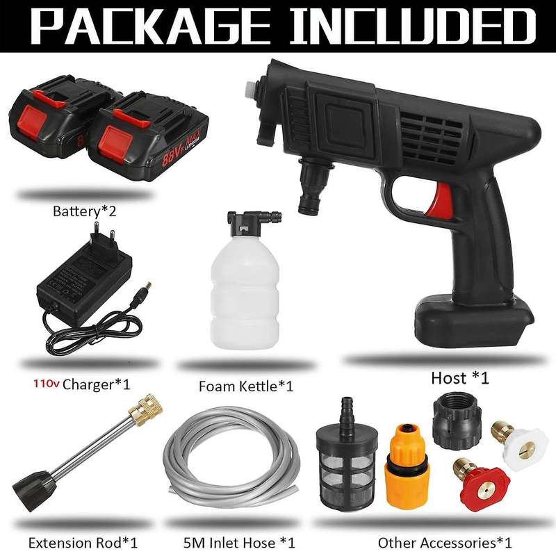 60 Bar 1500W Cordless High Pressure Car Washer Rechargeable Electric Water Foam Machine for Battery