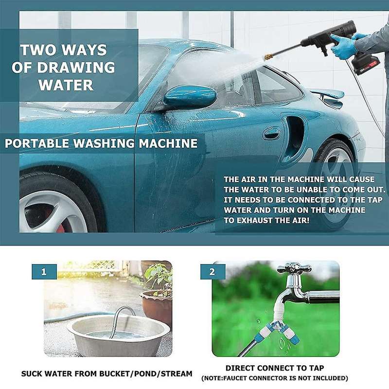 60 Bar 1500W Cordless High Pressure Car Washer Rechargeable Electric Water Foam Machine for Battery