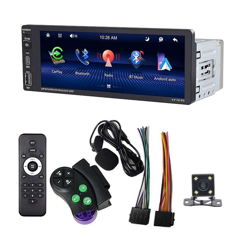 6.9 Inch Wireless Carplay Car Stereo Single Din Touchscreen Car Radio, Android Auto Bluetooth Mirror