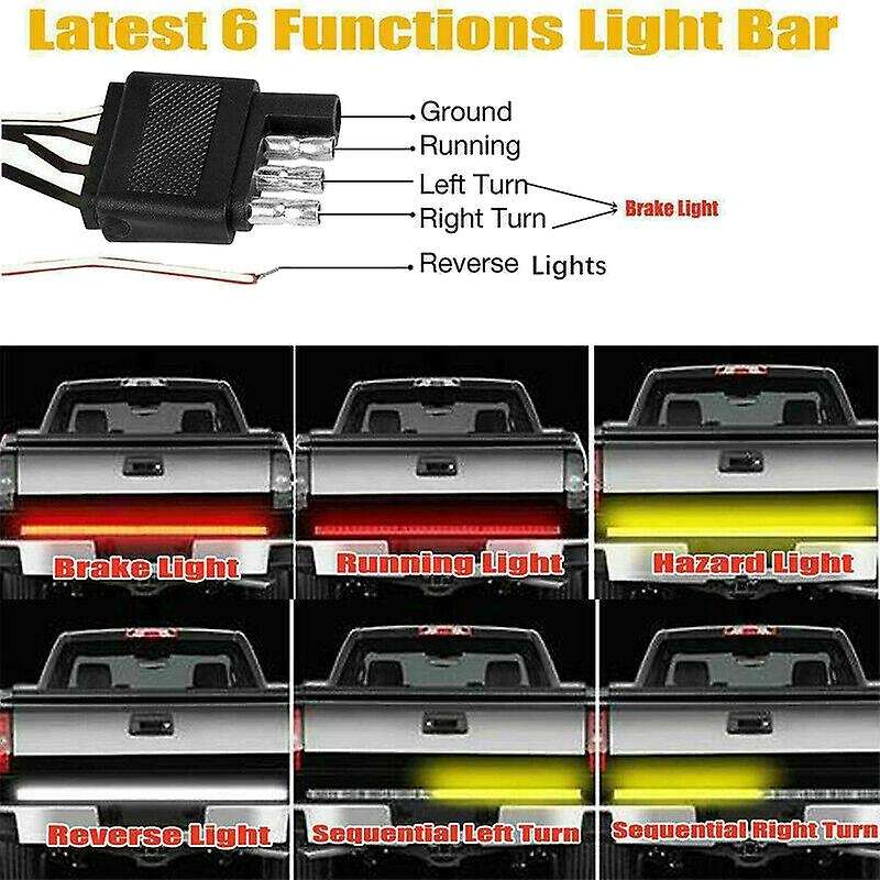 60 Inch Truck LED Strip Light Bar Triple Row with Reverse Brake Turn Signal for Pickup