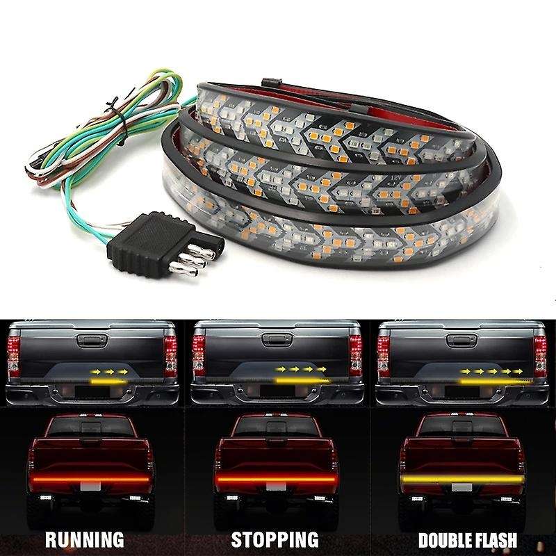 60 Inch 150CM Car LED Light Bar Truck Trunk Brake Light Pickup Red LED Flow Yellow Turn Signal Light
