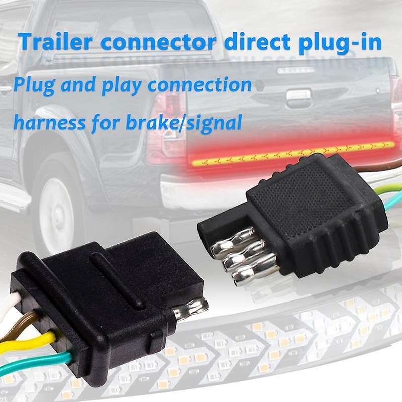 60 Inches Triple 528 Strip Light Waterproof with 4-Way Flat Connector Wire - Solid Amber Turn Signal