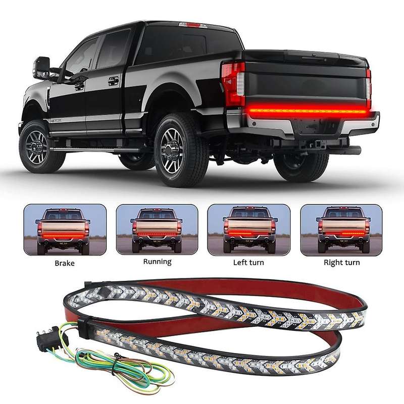 60 Inches Triple 528 Strip Light Waterproof with 4-Way Flat Connector Wire - Solid Amber Turn Signal