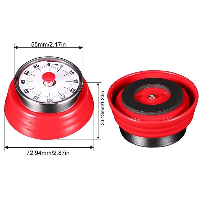 60 Minutes Mechanical Timer-magnetic Visual Countdown Timer with Alarm for Kitchen Cooking Baking S