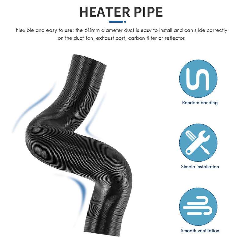 60 mm Aluminum Foil Heater Hose Preheater Hose Compatible 2000W Air Heater Outlet Car Air Duct Drain