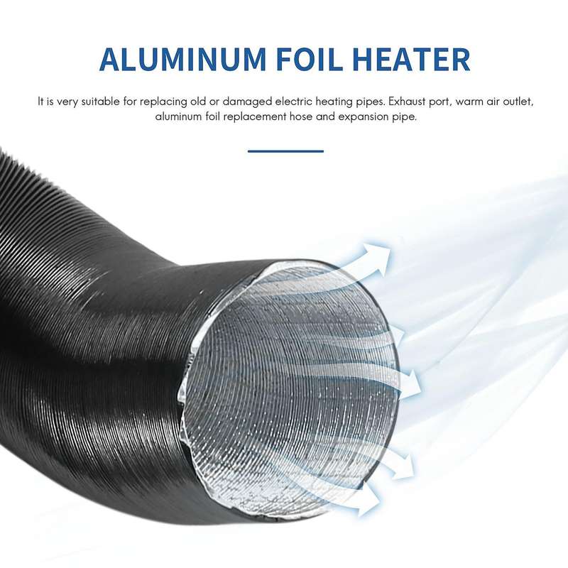 60 mm Aluminum Foil Heater Hose Preheater Hose Compatible 2000W Air Heater Outlet Car Air Duct Drain