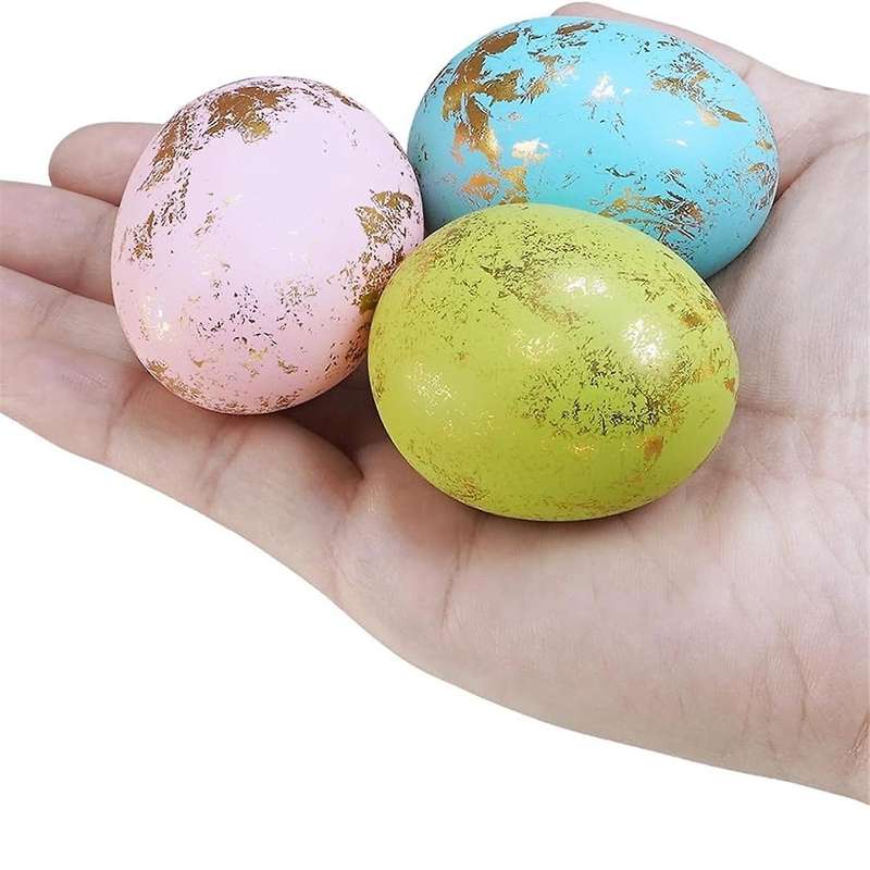 60 Pcs 6 Colors Foam Easter Eggs Pastel Easter Eggs Decorations Gold Easter Eggs Decorative Gold Spe