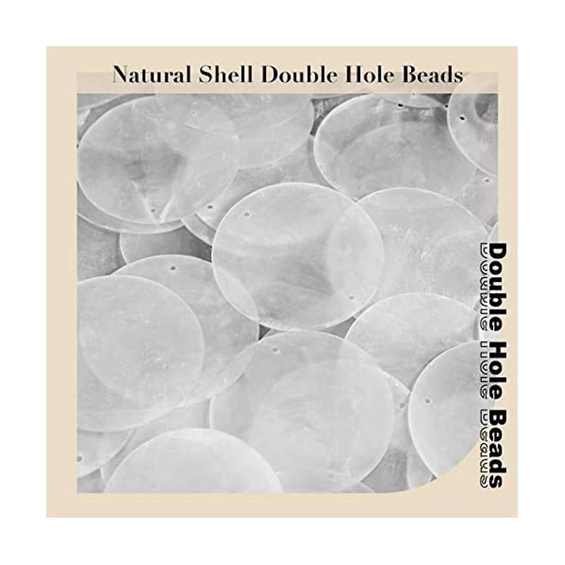60 Pcs 2 Inch Round Capiz Shells with 2 Holes Round Natural Shell White Shells for Wind Chimes Jewe