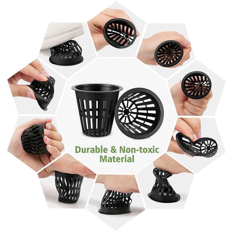 60 Pack 2 Inch Slotted Mesh Wide Lip Plant Net Basket Compatible Hydroponics