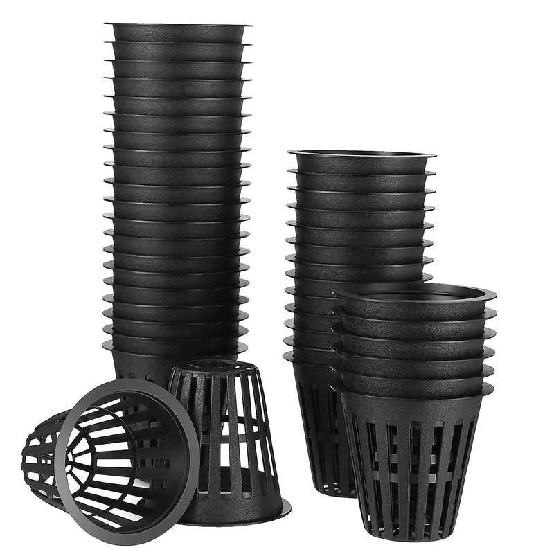 60 Pack 2 Inch Slotted Mesh Wide Lip Plant Net Basket Compatible Hydroponics