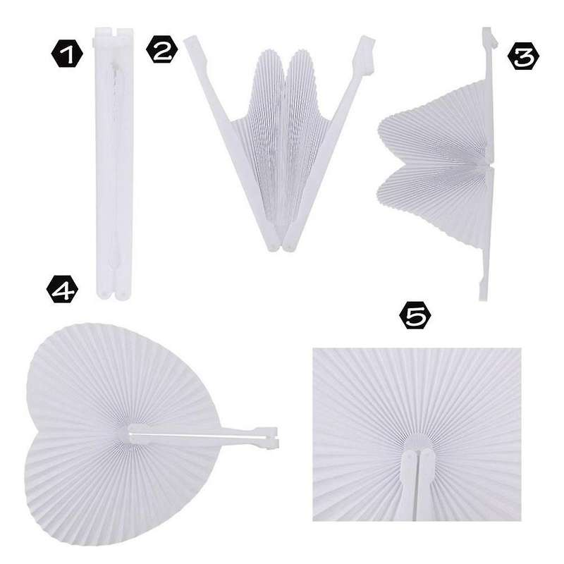 60 Pcs Fan White Paper Round Heart Decoration Wedding Party Gift for Guests Anniversary Wedding Bap