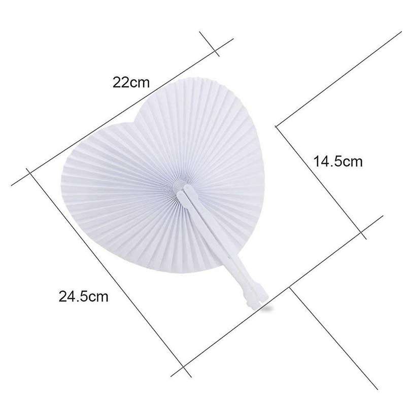 60 Pcs Fan White Paper Round Heart Decoration Wedding Party Gift for Guests Anniversary Wedding Bap