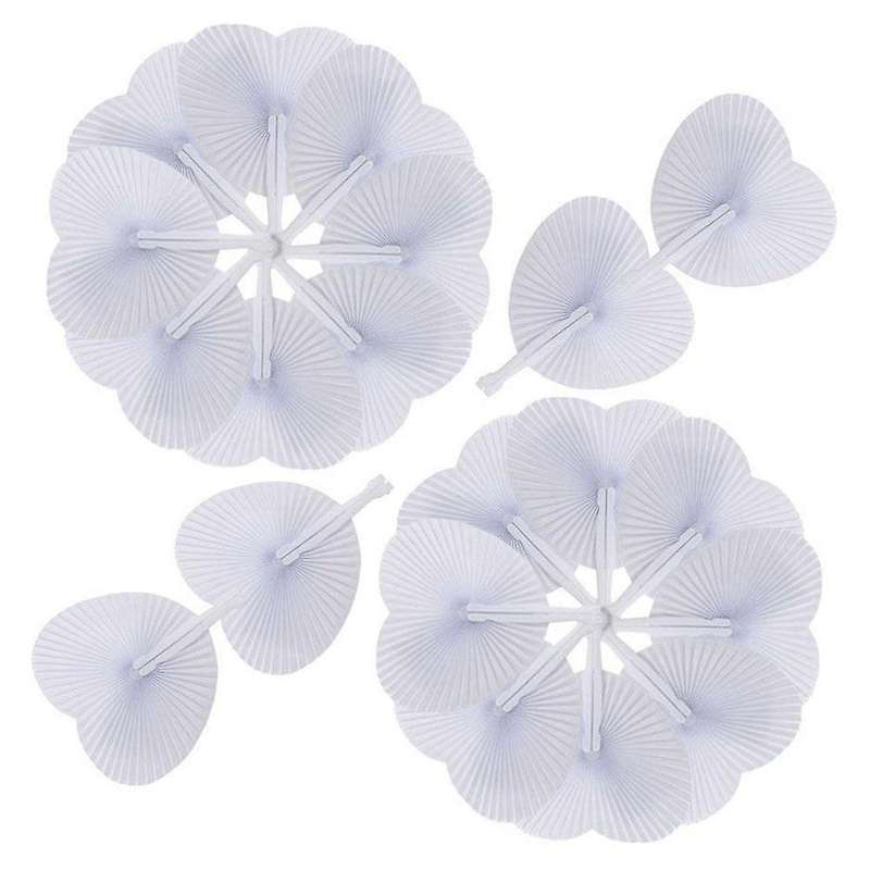 60 Pcs Fan White Paper Round Heart Decoration Wedding Party Gift for Guests Anniversary Wedding Bap