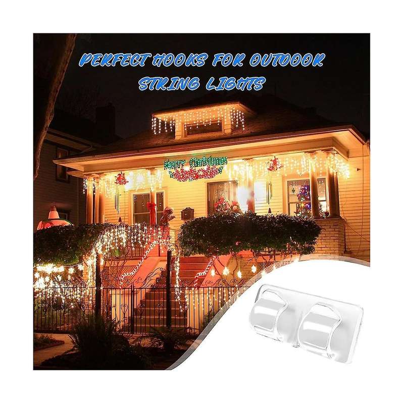60 Pcs Hooks for Outdoor String Lights Clips, Heavy Duty String Light Hooks Clips Waterproof Uv-resi