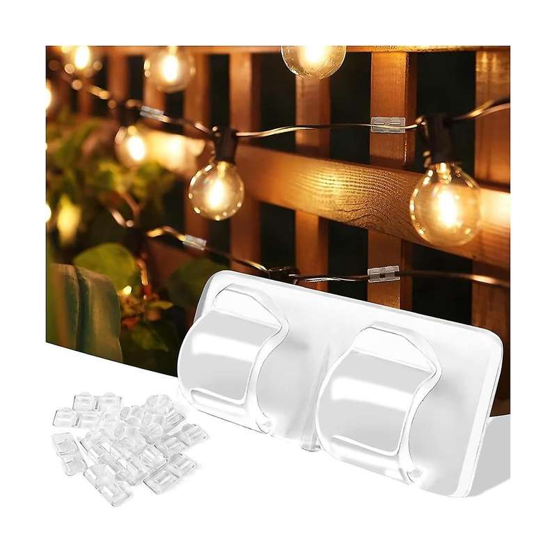 60 Pcs Hooks for Outdoor String Lights Clips, Heavy Duty String Light Hooks Clips Waterproof Uv-resi