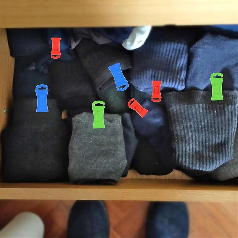 60 Sock Clips for Washing Machine and Dryer, Sock Clips with Hooks,Sock Holder Washing Machine, Dire