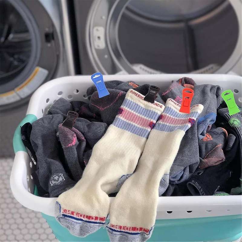 60 Sock Clips for Washing Machine and Dryer, Sock Clips with Hooks,Sock Holder Washing Machine, Dire