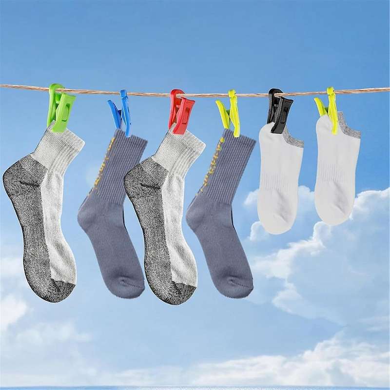60 Sock Clips for Washing Machine and Dryer, Sock Clips with Hooks,Sock Holder Washing Machine, Dire