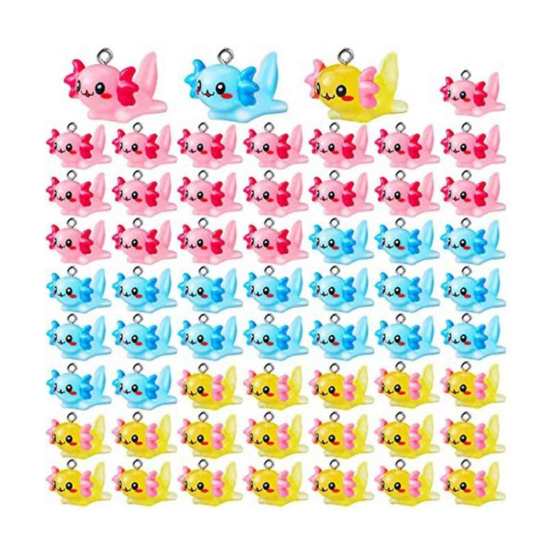 60 Pcs Mini Axolotl Resin Charms Miniature Sea Axolotl Animal Pendant Axolotl Ornament Axolotl Tiny