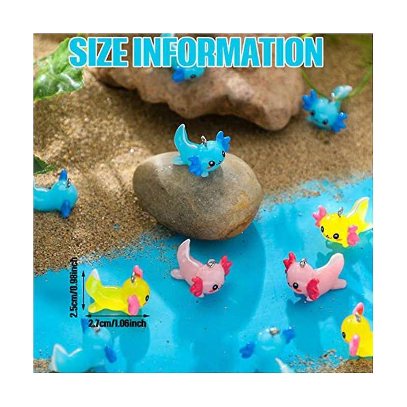 60 Pcs Mini Axolotl Resin Charms Miniature Sea Axolotl Animal Pendant Axolotl Ornament Axolotl Tiny