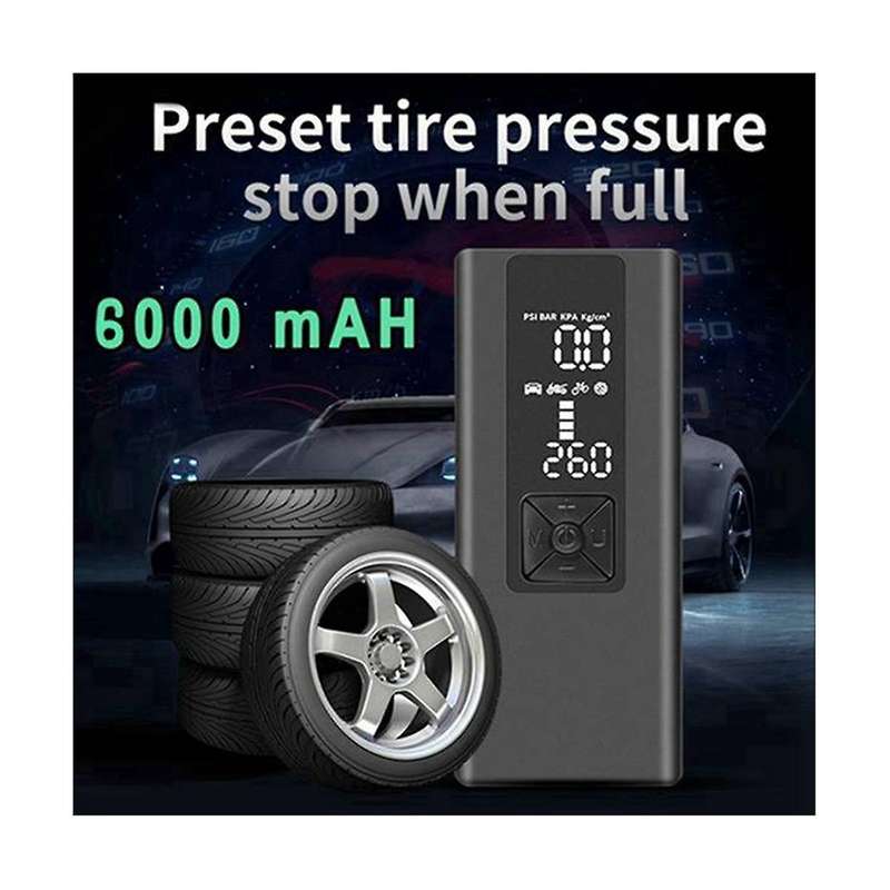 6000mah Car Air Pump Wireless Portable Multi-function Car Air Pump Lcd Digital Display Smart Chargin